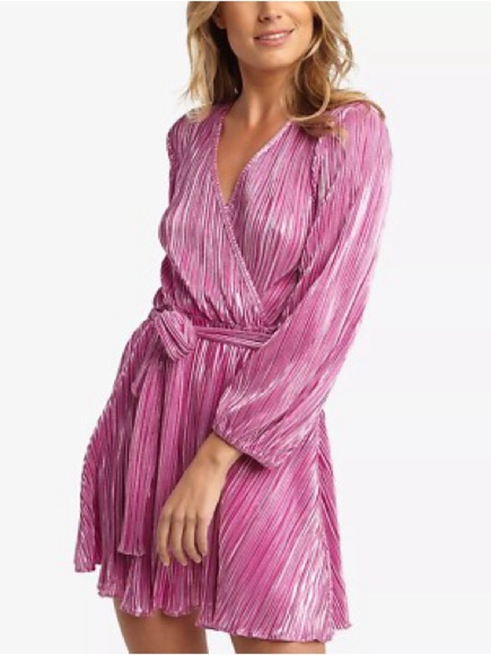 NWT Bardot Bellissa Pink Shine Pleat Dress